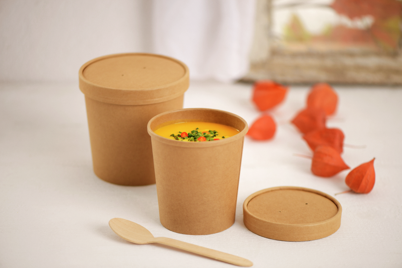 avec un couvercle en option et des couverts en bois, c’est un emballage à emporter (To-go) écologique idéal