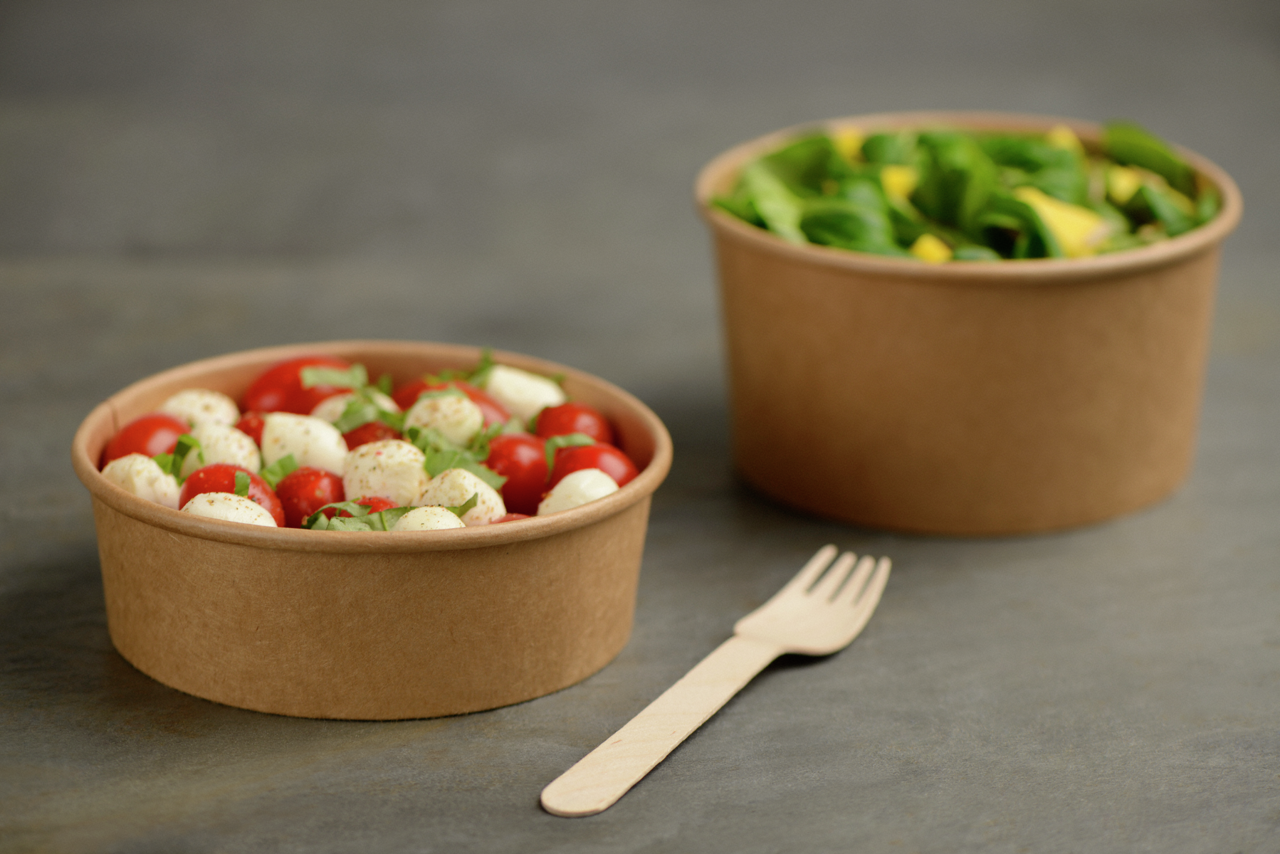 Bol à salade/menu en carton marron rond