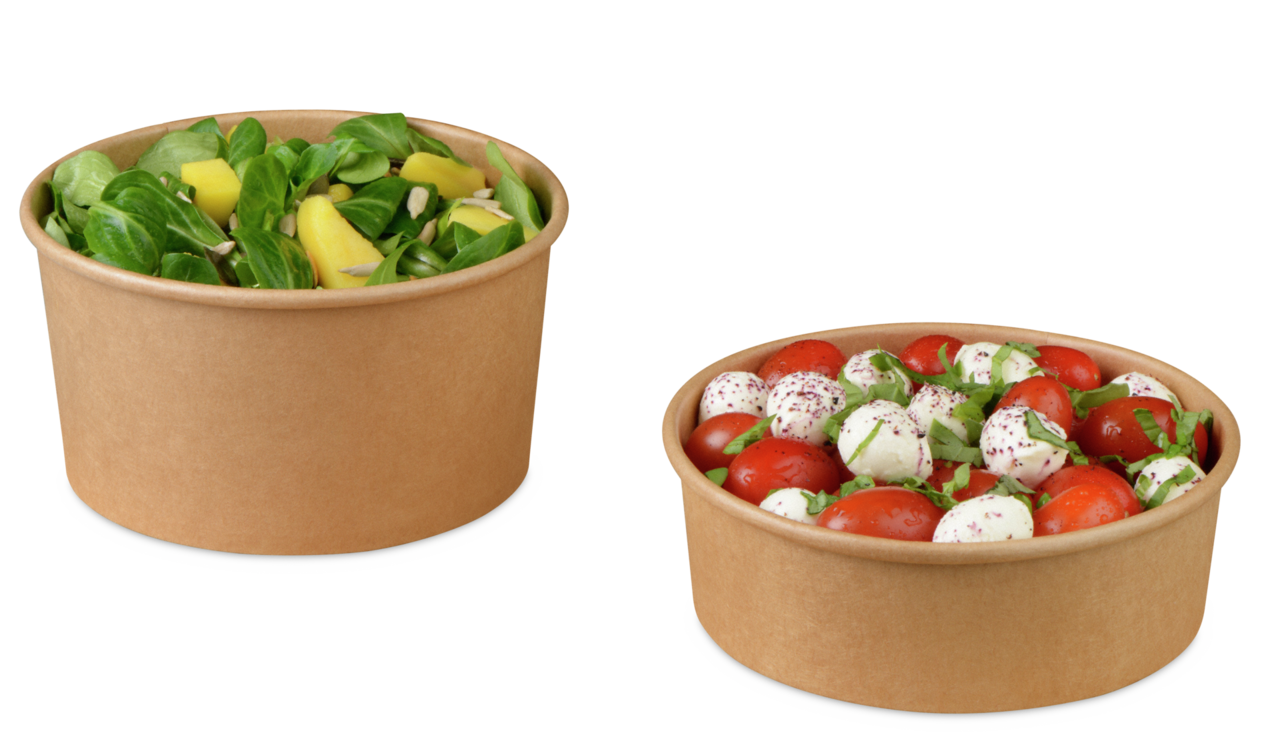 Bol à salade/menu en carton marron rond
