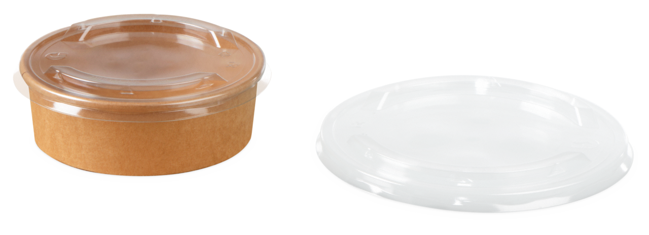 Couvercle en rPET pour bol à salade/menu marron rond