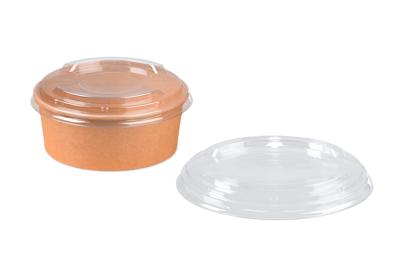 Couvercle en rPET pour bol à salade rond en carton