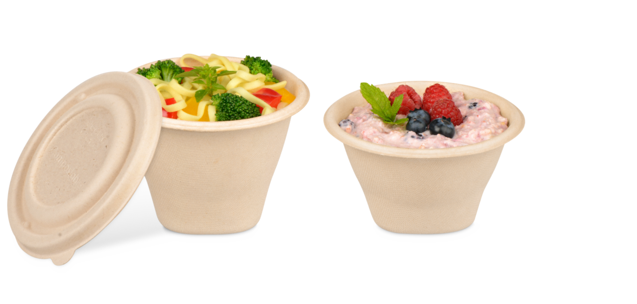 Bol en bagasse conique avec couvercle
