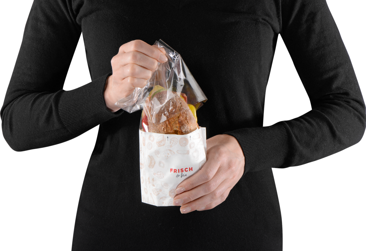 Pour savourer le sandwich sans miettes et sans se salir les doigts en déplacement: le film à bande de vision se retire facilement