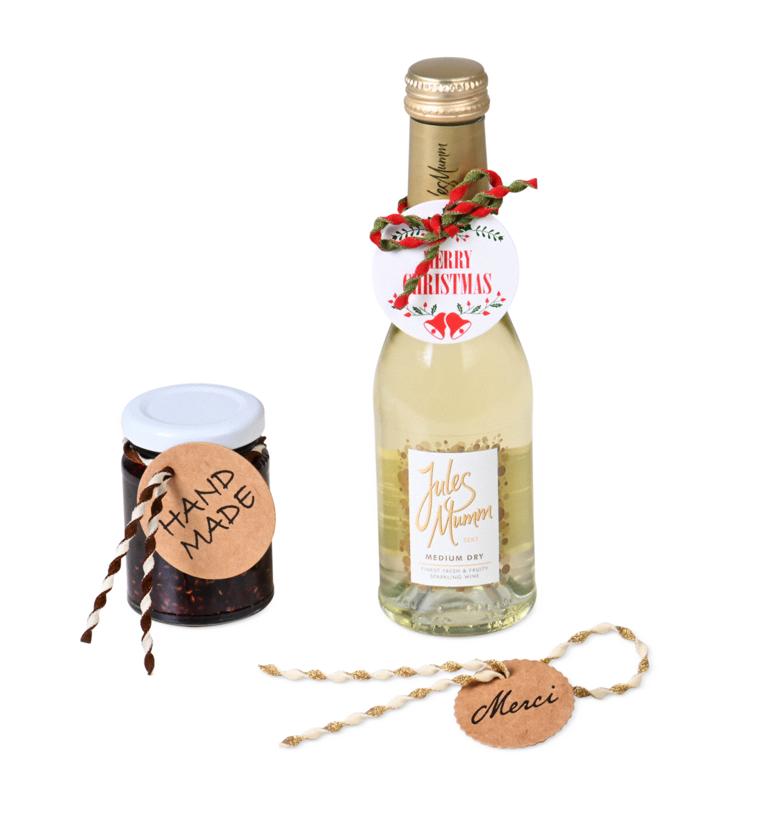 Étiquette cadeau et produits avec cordon de fermeture