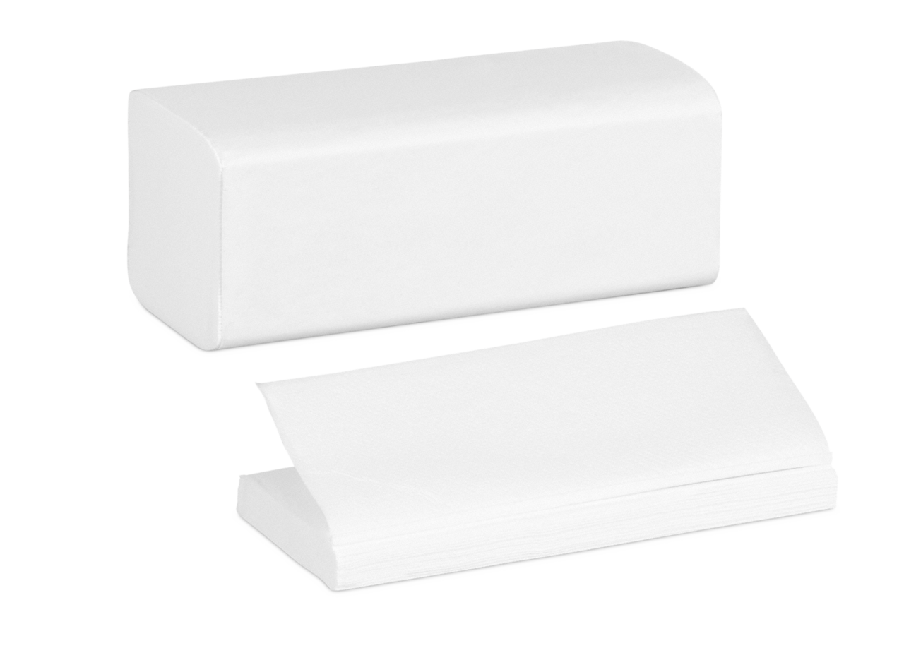 Essuie-mains papier pliage V zigzag, 2 plis, blanc