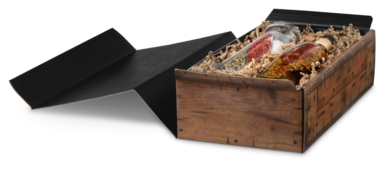 Carton cadeau pour 2 bouteilles – un cadeau raffiné pour le vinaigre, l'huile et d'autres délices.
