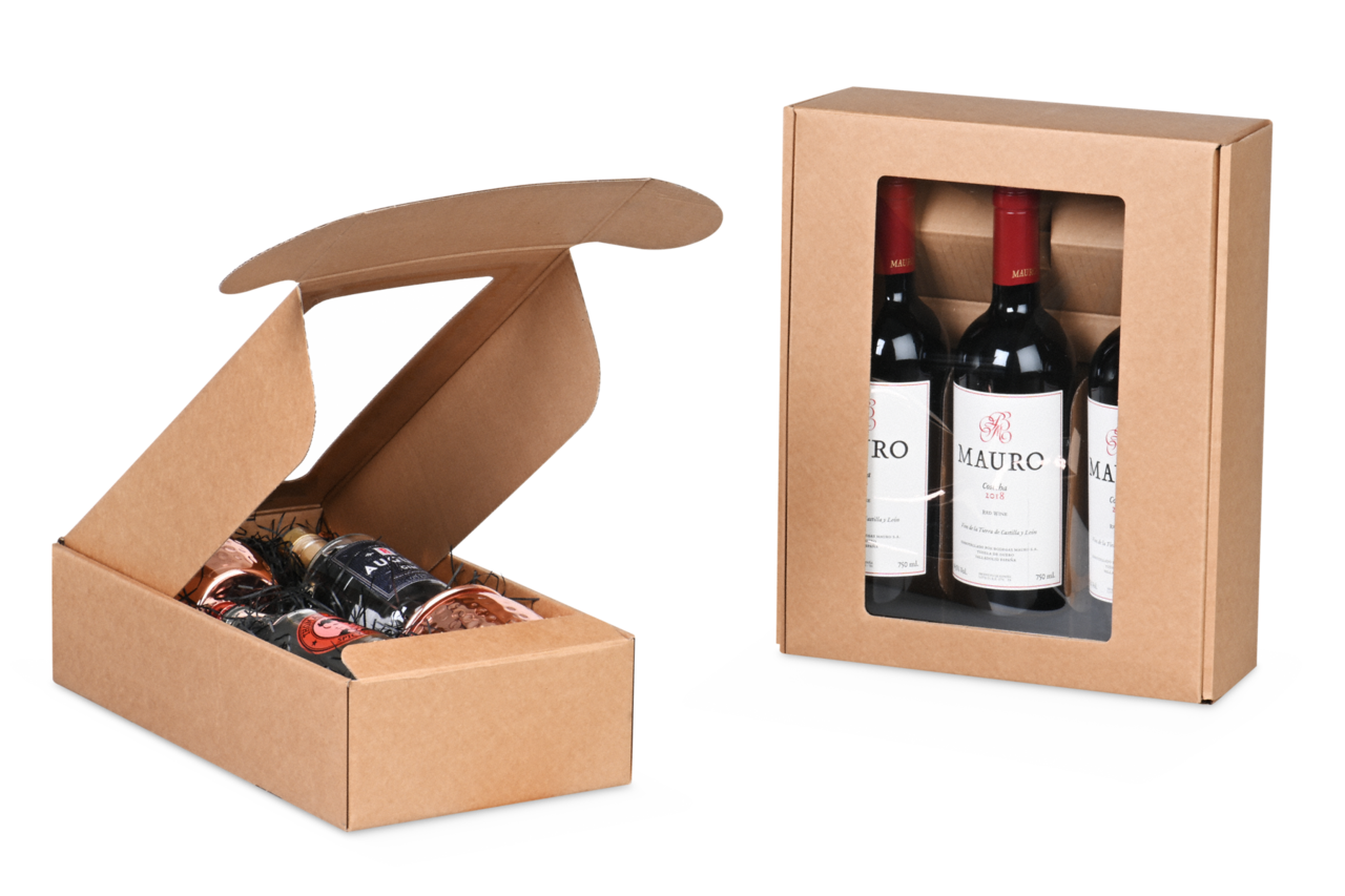 Carton cadeau pour bouteilles avec fenêtre