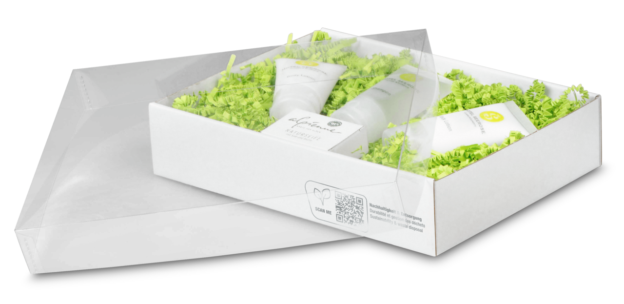 Boîte télescopique blanche avec couvercle transparent 