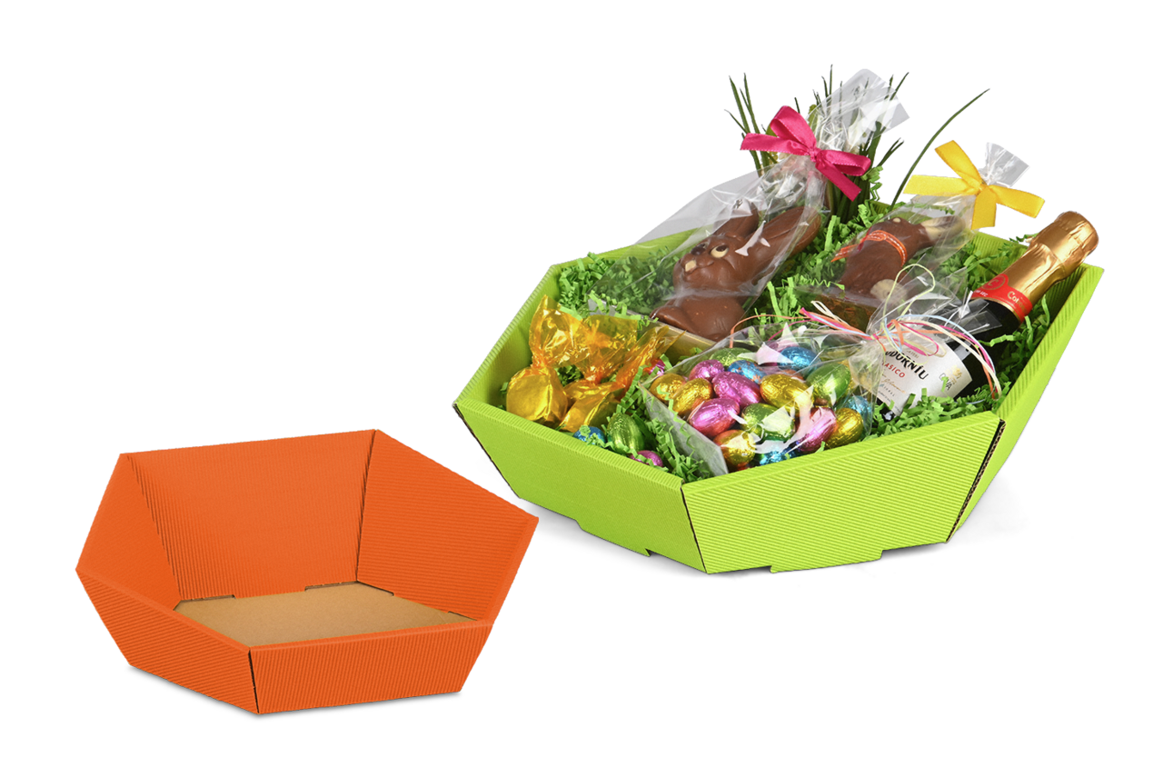 Panier cadeau hexagonal, coloré