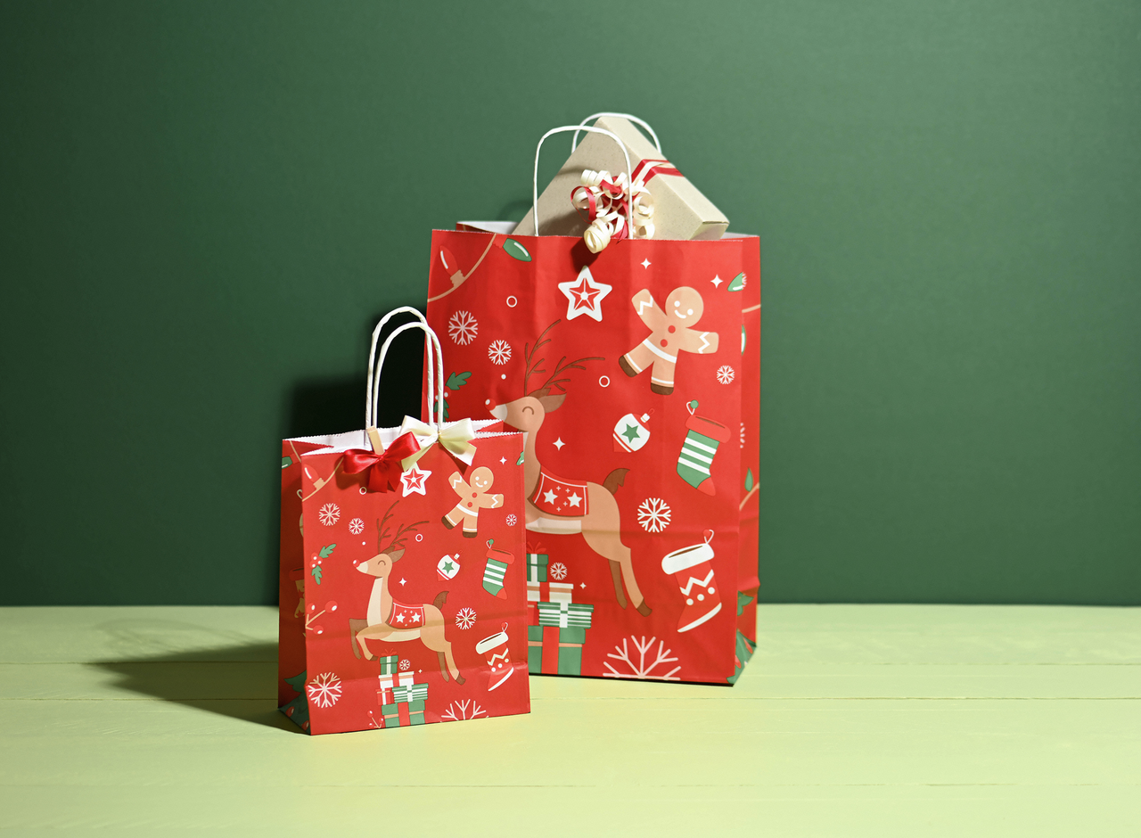 Design «Noël en forêt» est disponible en deux tailles avec un fond large – aspect uniforme même avec des contenus de tailles différentes
