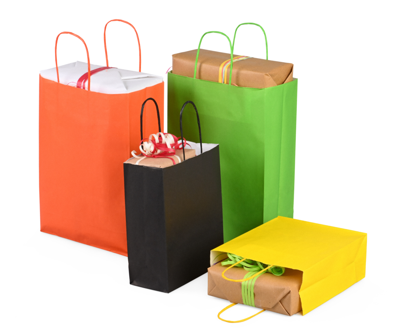 Sac en papier avec cordon assorti, coloré