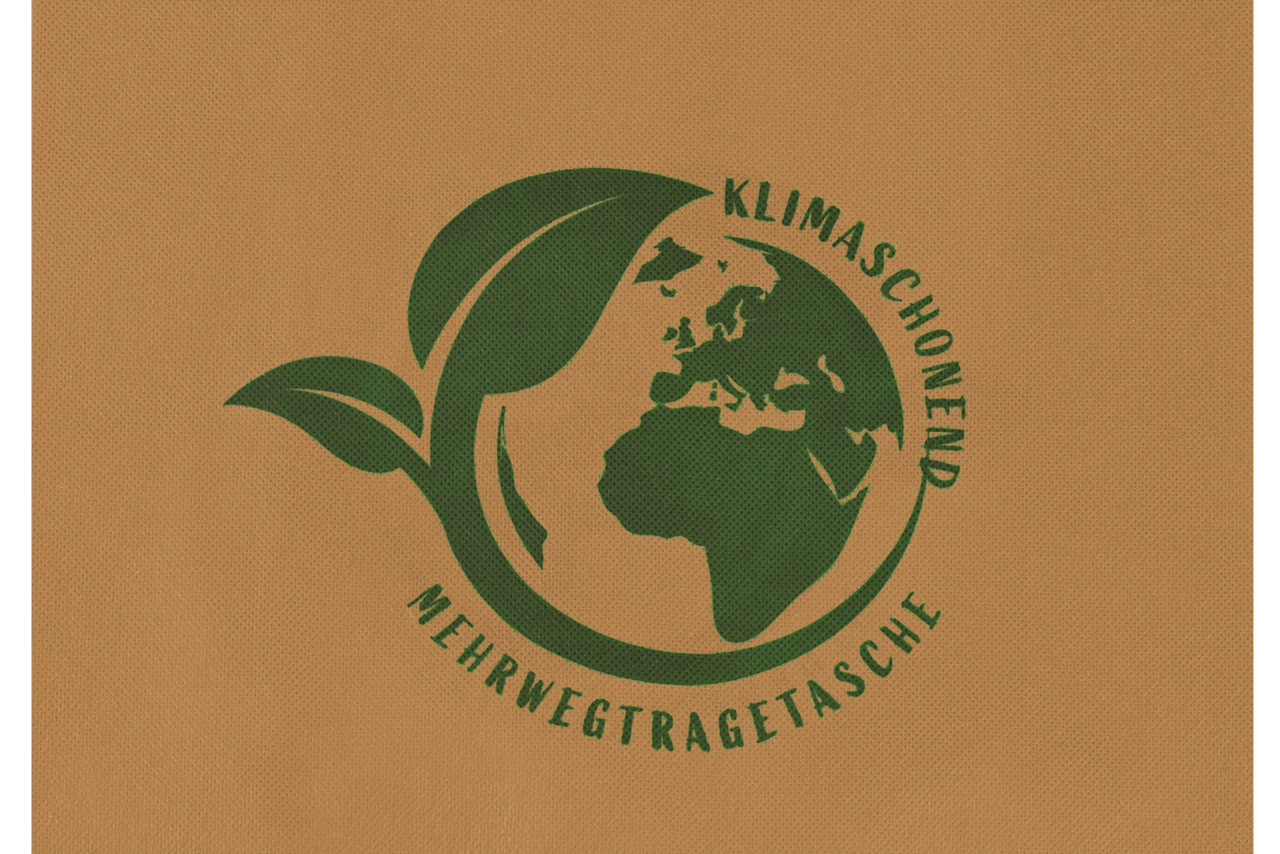 recto et verso imprimés avec le symbole environnemental – sac réutilisable préservant le climat