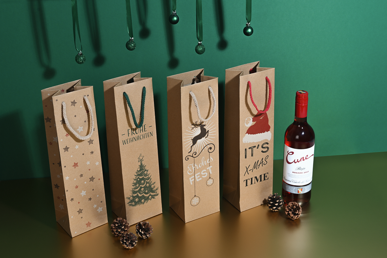 pochettes de Noël pour bouteilles ou cadeaux
