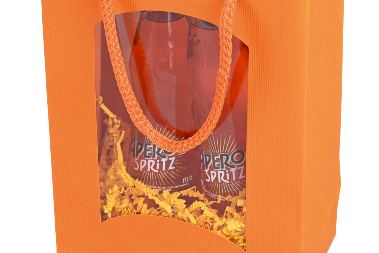 fenêtre en film PET - le contenu du sac en papier kraft est bien visible