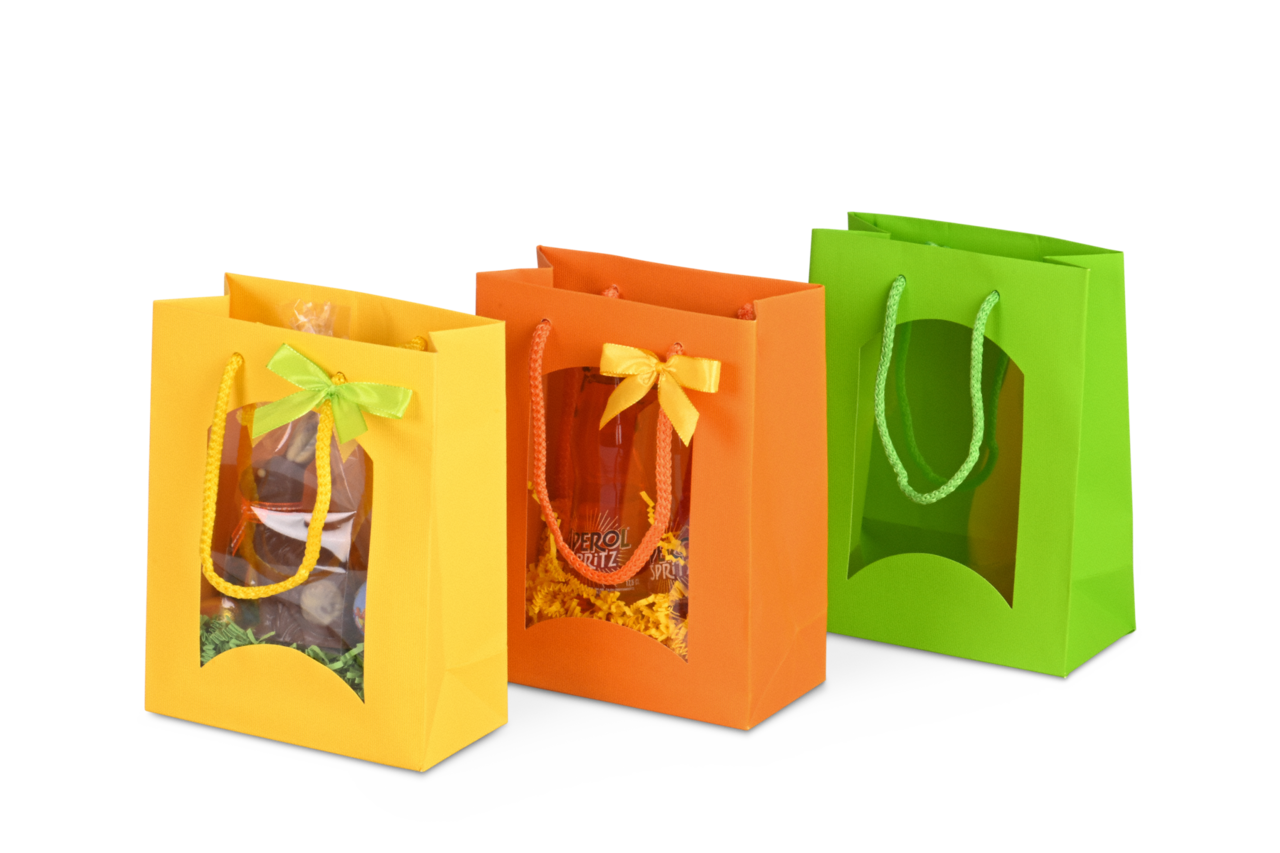 Sac cadeau petit avec fenêtre, coloré