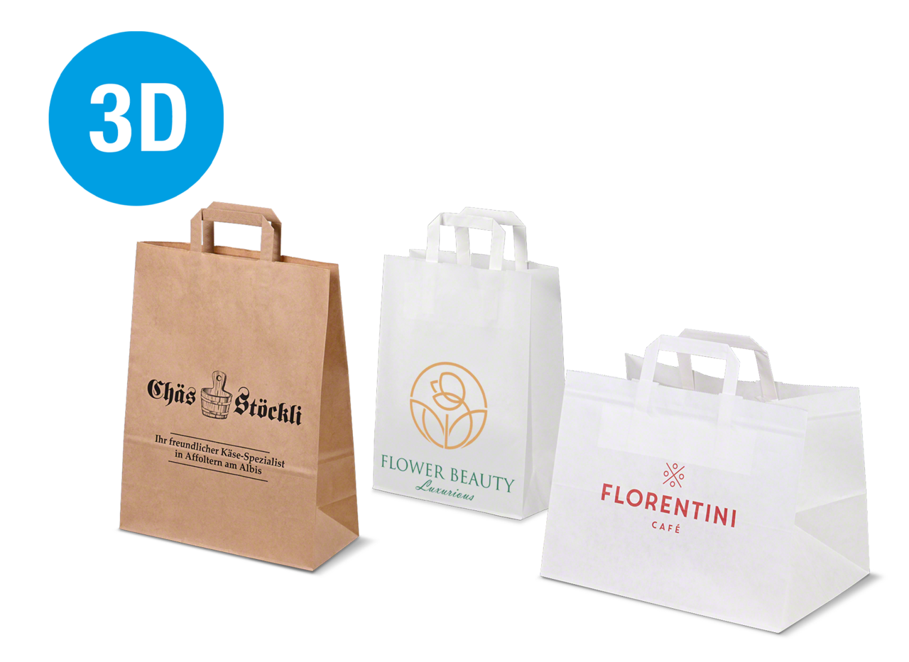 Imprimer sac en papier kraft à poignées plates