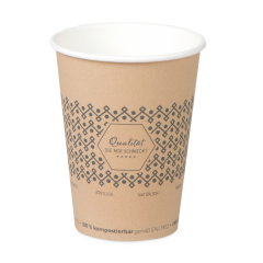 Gobelet pour boissons chaudes rev&ecirc;tude PLA 0.30 l, &Oslash; 90 mm, &laquo;Genuss&raquo;