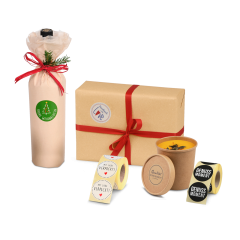 Etiquette ronde à motif sur le rouleau