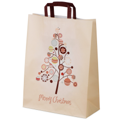Sac &agrave; emporter No&euml;l 320&times;140&times;420 mm, &laquo;Merry Christmas&raquo;, 80 g/m&sup2; blanche