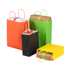 Sac en papier avec cordon assorti, coloré