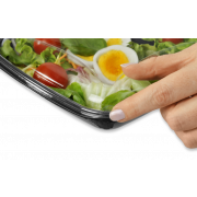 Plat à salade en PET rectangulaire avec couvercle