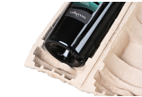 Les bouteilles de vin et autres sont placées et protégées en toute sécurité dans cet emballage avec insert en fibre moulée