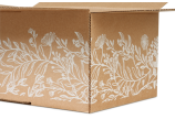 impression blanche naturelle au design floral élégant avec un motif de fleurs et de feuilles
