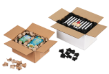 Chips d'emballage en papier dans un carton distributeur