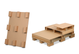 Le placement individuel des patins permet une absorption et une répartition optimales de la charge. Les plaques de papier nid d'abeille peuvent être utilisées pour produire rapidement et de manière flexible des unités de palettes de différentes tailles.