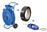 Kit de cerclage feuillard PP grand rouleau recyclé + OR-T 270 + dévidoir