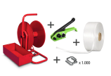 Kit de cerclage feuillard textile + tendeur de feuillard + dévidoir