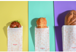 Sachet en papier à soufflets «FRISCH & fein» Take-away