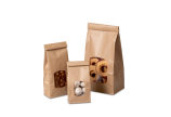 Sachet à fond plat en papier kraft à fenêtre