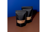 Sachet autoporteur noir avec fenêtre transparente