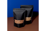 Sachet autoporteur noir avec fenêtre transparente