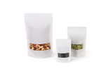 Sachet autoporteur blanc avec fenêtre transparente