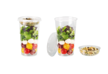 clear cup combiné avec un gobelet à poser et un couvercle plat sans cruciforme