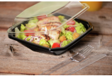 Plat à salade en PET Octaview avec couvercle