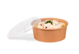 Le couvercle en PP est rond et s'adapte parfaitement au plateau-repas en carton.