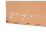 Carton brun naturel, imprimé en une seule couleur avec l'inscription «for you». 