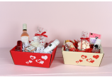 paniers-cadeaux de couleur crème ou rouge pour emballer élégamment des cadeaux à l'occasion de la Saint-Valentin, la fête des mères, un anniversaire, un mariage, etc. 