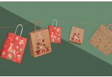 Design «Noël en forêt»: les soufflets latéraux imprimés en vert festif sur toute la surface contrastent fortement avec le motif doux à l’avant et à l’arrière