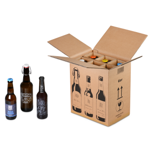 Carton pour bouteilles de 0,33 à 0,50 litre, certifiés DHL