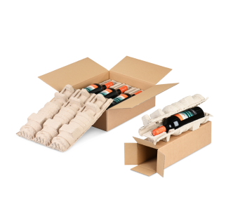 Emballage d'expédition pour bouteilles en cellulose moulée 0,75 litre