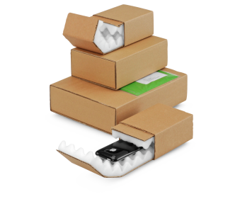 Etui-fourreau mousse en carton SOFT-PAC brun