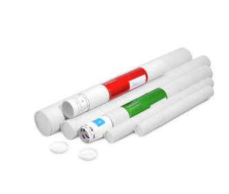 Tube d'expédition en carton blanc avec couvercle
