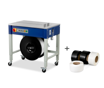 Kit de cerclage 2 rouleaux de ruban PP + machine de cerclage SM200280
