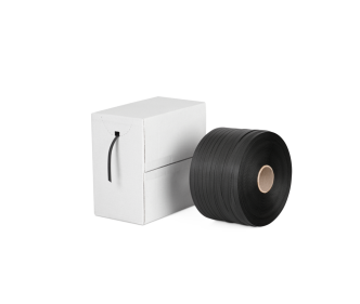 Feuillard de cerclage PP petit rouleau dans un carton distributeur