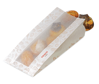 Sachet à soufflet avec bande de visibilité en papier cristal «FRISCH & fein»