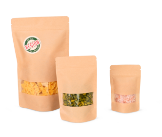 Sachet autoporteur brun avec fenêtre transparente